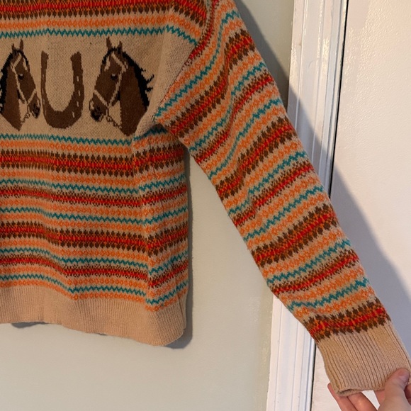 SHEIN Multicolor Horse Pattern Crewneck Sweater - Picture 3 of 4